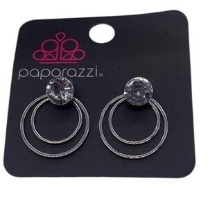 Paparazzi Word Gets Around Post Earrings Rhinestone Double Hoop Minimalist